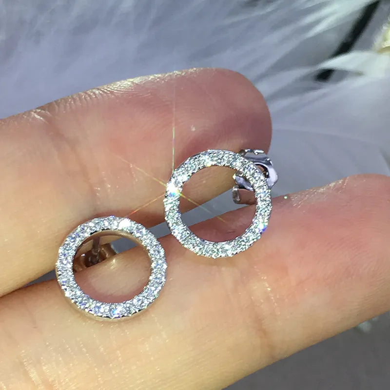 Modische vielseitige funkelnde Kreisohrringe mit Kristall Cubic Zirkonia minimalistischen Ohrringen für Jugendliche Damen Schmuck