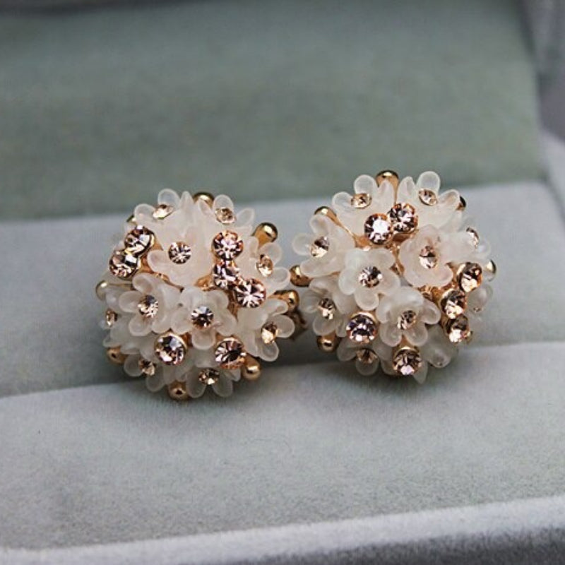 Mode Runde Form Strassblume Blume Emaille Bolzenohrringe