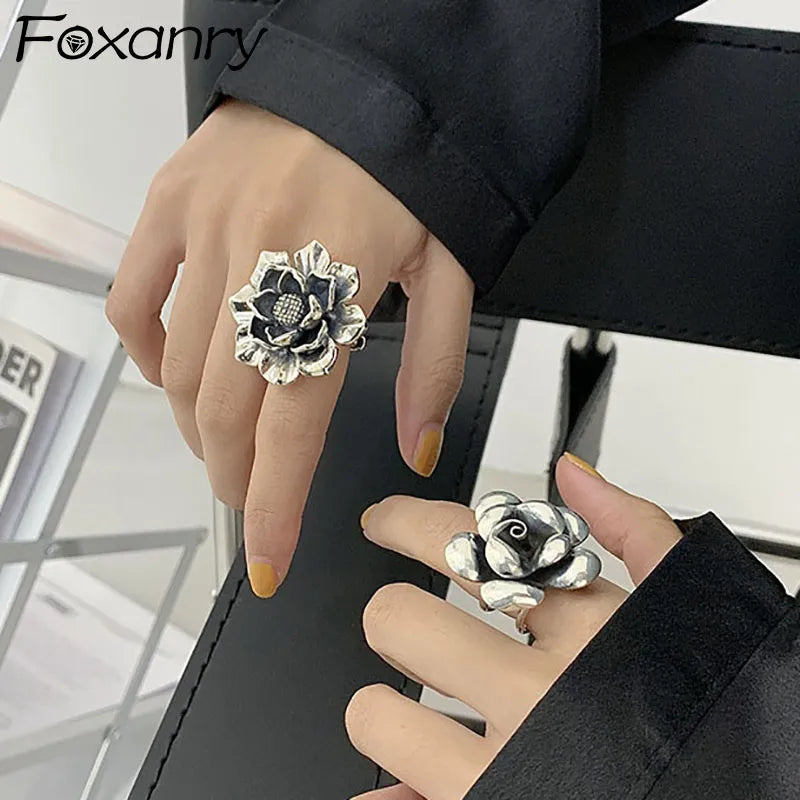 Eleganter Vintage Silberring | Foxanry Verlobungsringe | Silberschmuck für Frauen