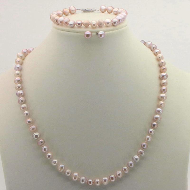 Süßwasserperlen Kette Armband Und Ohrring Set
