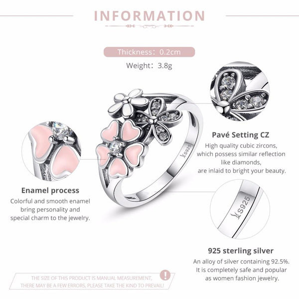 Lustige Und Elegante Rosa Und Silberne Blumenring