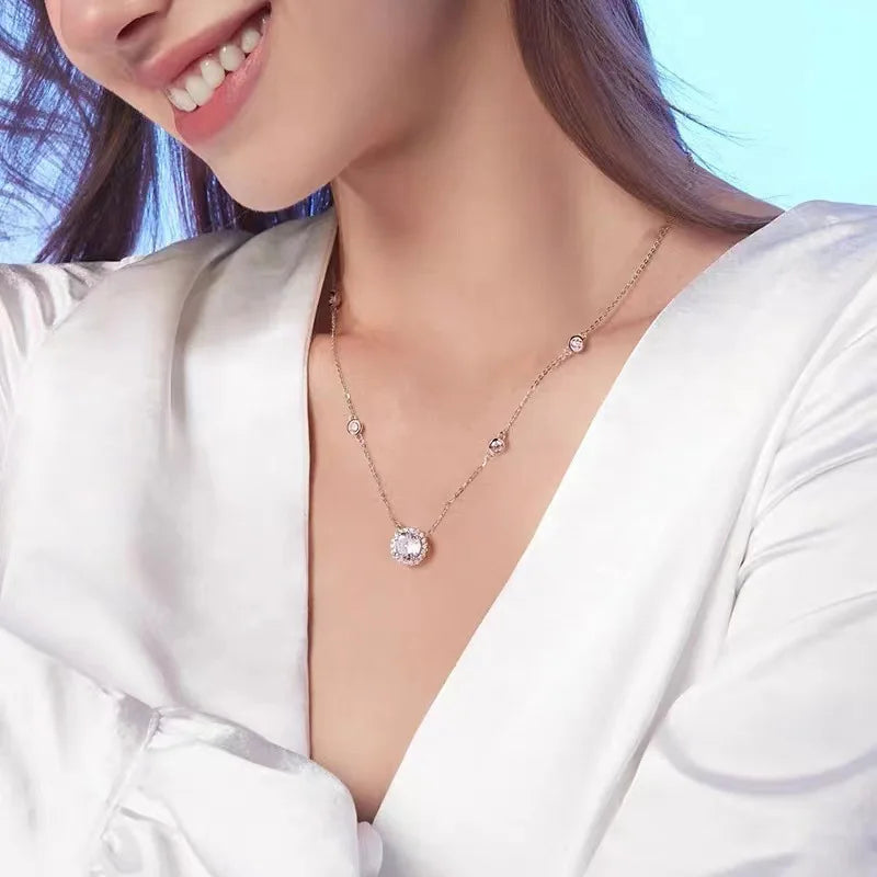 Eleganter 1 Karat Moissanit Anhänger für Damen - Hochwertiger Schmuck aus 925er Sterlingsilber für Hochzeiten und Partys