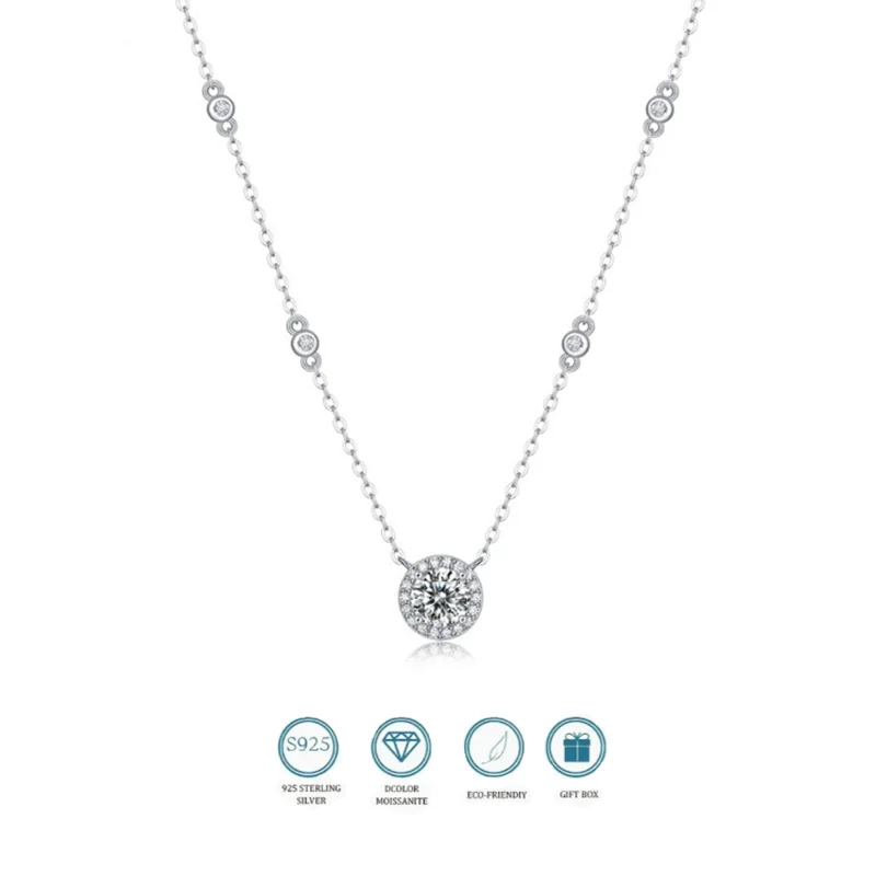 Eleganter 1 Karat Moissanit Anhänger für Damen - Hochwertiger Schmuck aus 925er Sterlingsilber für Hochzeiten und Partys