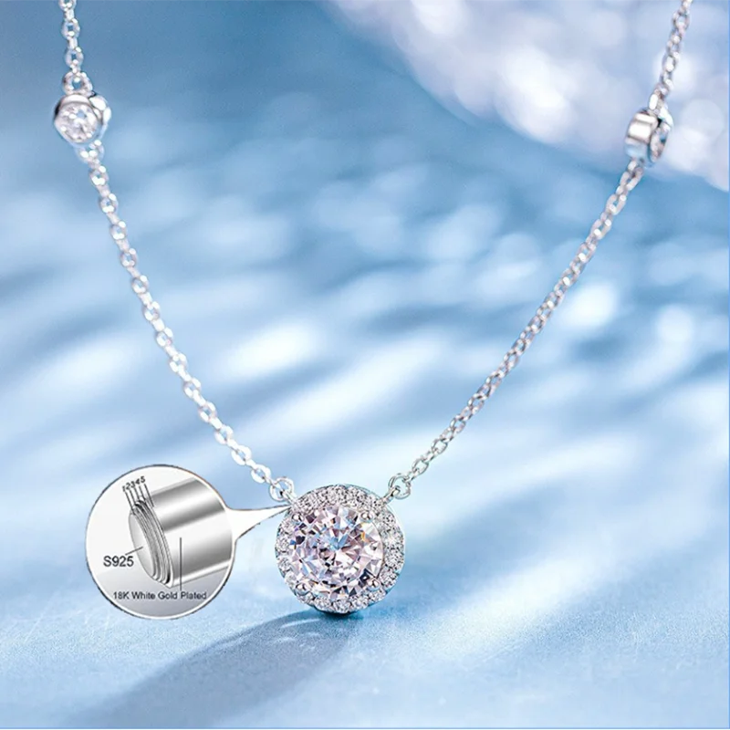 Eleganter 1 Karat Moissanit Anhänger für Damen - Hochwertiger Schmuck aus 925er Sterlingsilber für Hochzeiten und Partys