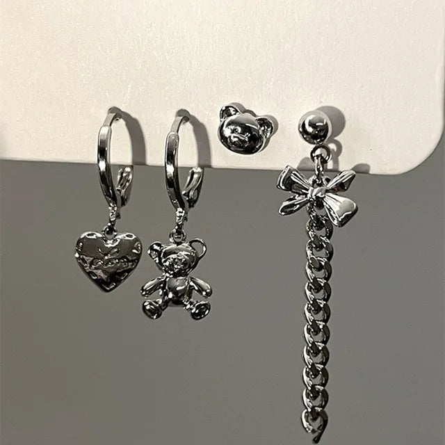 Braunes Samt-Bärenhasen-Ohrringset für Frauen und Mädchen