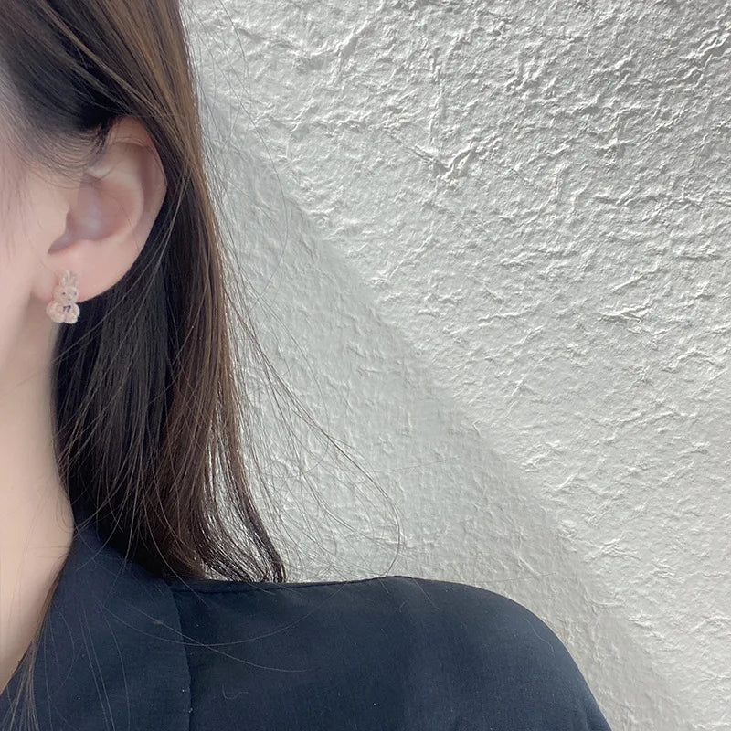 Braunes Samt-Bärenhasen-Ohrringset für Frauen und Mädchen