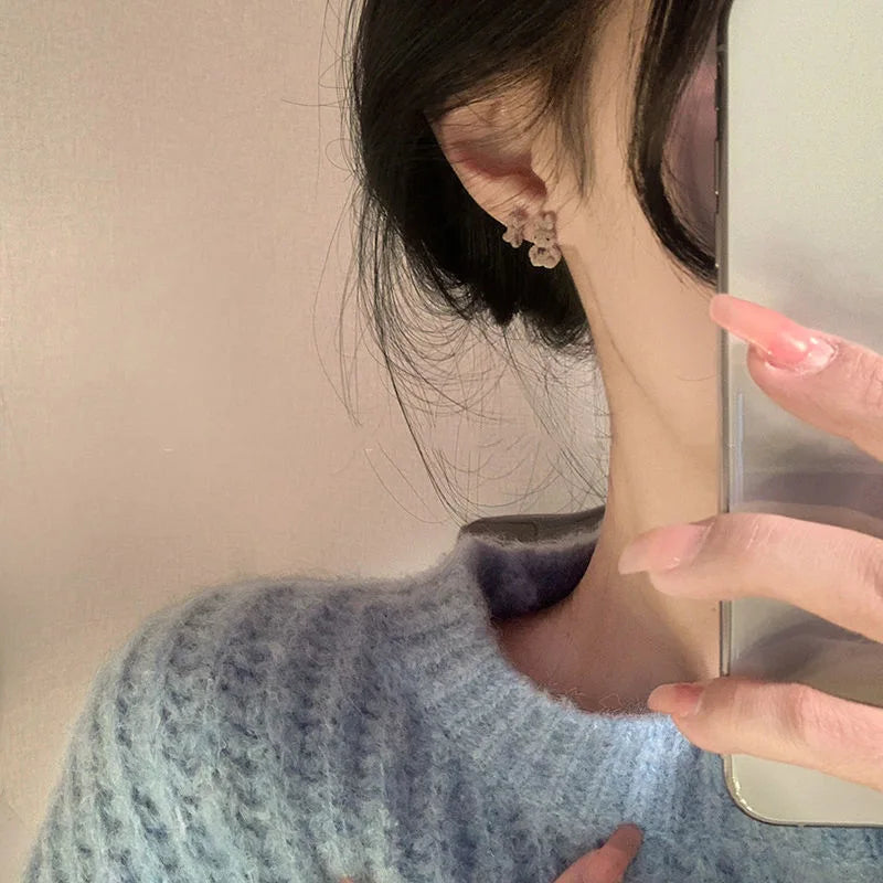 Braunes Samt-Bärenhasen-Ohrringset für Frauen und Mädchen