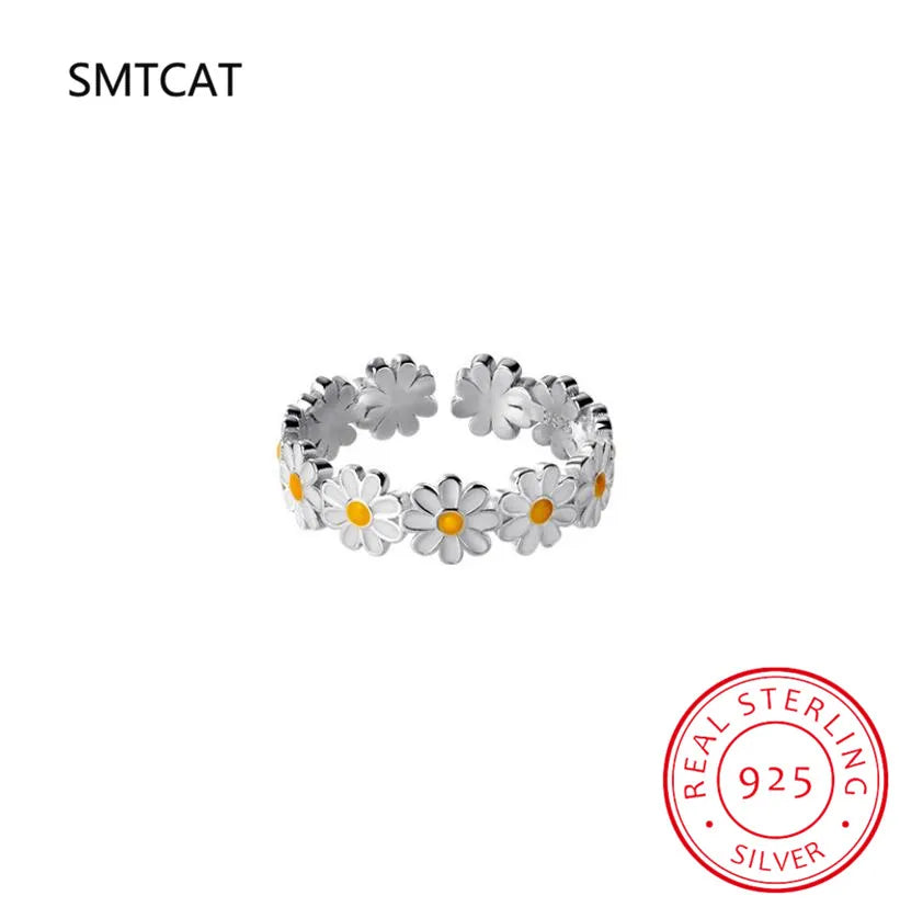 Verstellbarer Ring mit Silbermargarite aus 925er Sterlingsilber