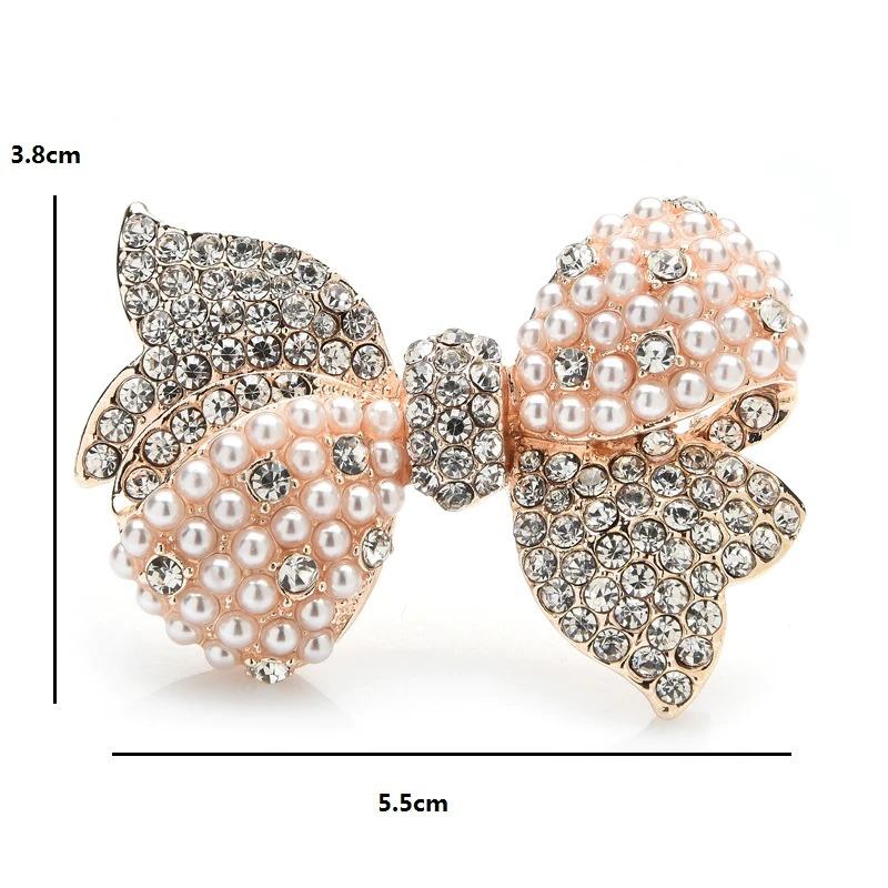 Glänzender Strass Perlen Bowknot Brosche Stifte