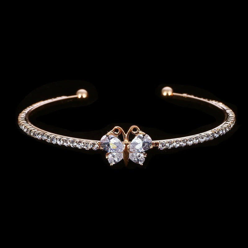 Glitzernder Schmetterling Strass Charm Manschetten Armbänder