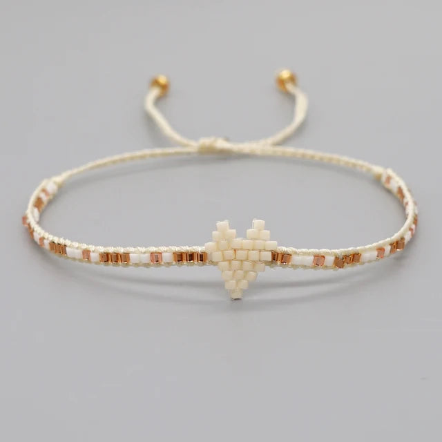 Boho Miyuki Herz Armband für Frauen - Handgemachter Freundschaftsschmuck als Valentinstagsgeschenk - Armbänder - Online-Shop