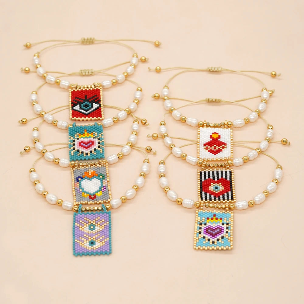 Boho Miyuki Charm Armbänder mit Süßwasserperlen - Handgefertigter Modeschmuck für Frauen zu jedem Anlass