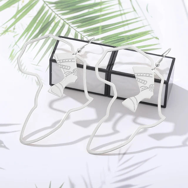 Ägyptische Göttin Isis Edelstahl Ägyptische Königin Nofretete Ohrringe Afrika Karte Ohrringe Schmuck Afrika Ethnische Geschenke