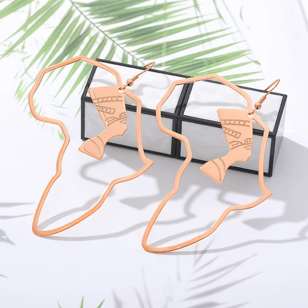 Ägyptische Göttin Isis Edelstahl Ägyptische Königin Nofretete Ohrringe Afrika Karte Ohrringe Schmuck Afrika Ethnische Geschenke