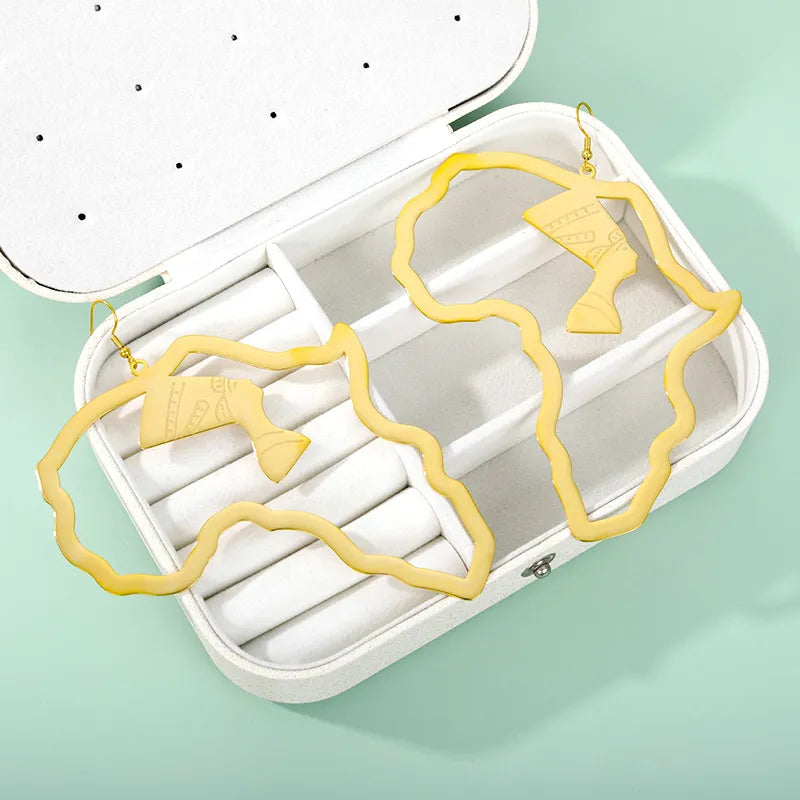 Ägyptische Göttin Isis Edelstahl Ägyptische Königin Nofretete Ohrringe Afrika Karte Ohrringe Schmuck Afrika Ethnische Geschenke