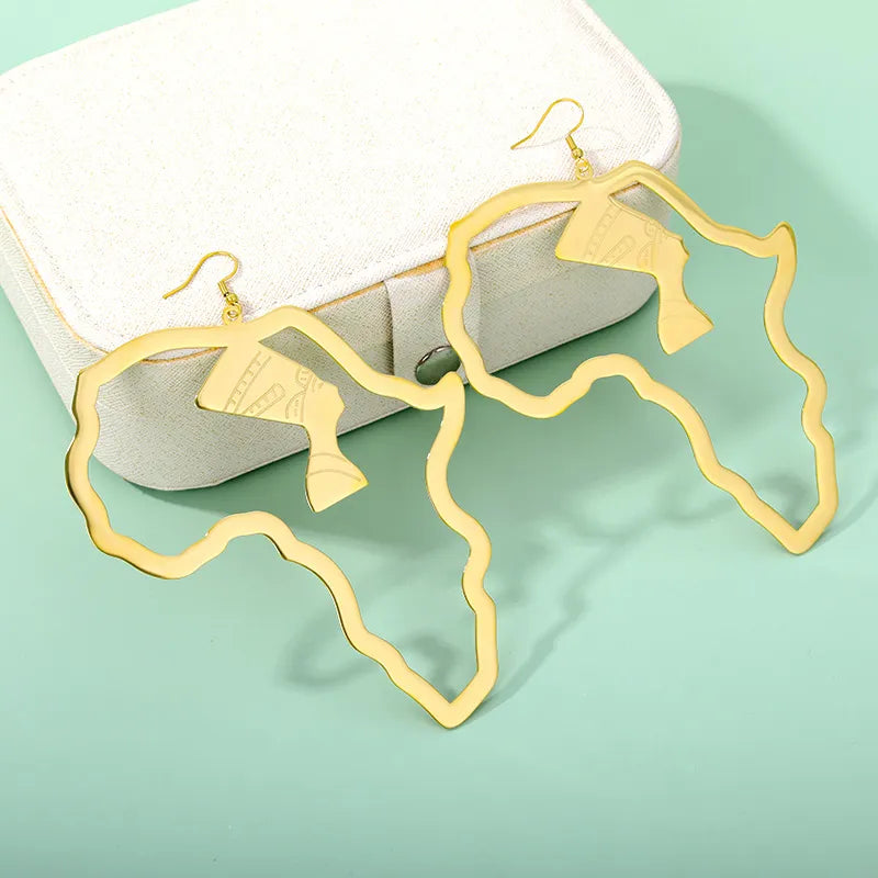 Ägyptische Göttin Isis Edelstahl Ägyptische Königin Nofretete Ohrringe Afrika Karte Ohrringe Schmuck Afrika Ethnische Geschenke