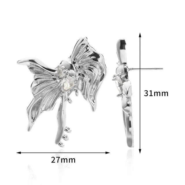 Goldene Ohrringe für Frauen - Bogenstift-Nagelohrring, modischer süßer Schmuck, Ohrpiercing-Accessoires, Weihnachtsgeschenk Aretes