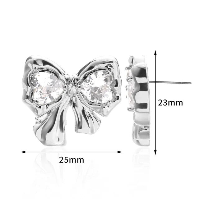 Goldene Ohrringe für Frauen - Bogenstift-Nagelohrring, modischer süßer Schmuck, Ohrpiercing-Accessoires, Weihnachtsgeschenk Aretes