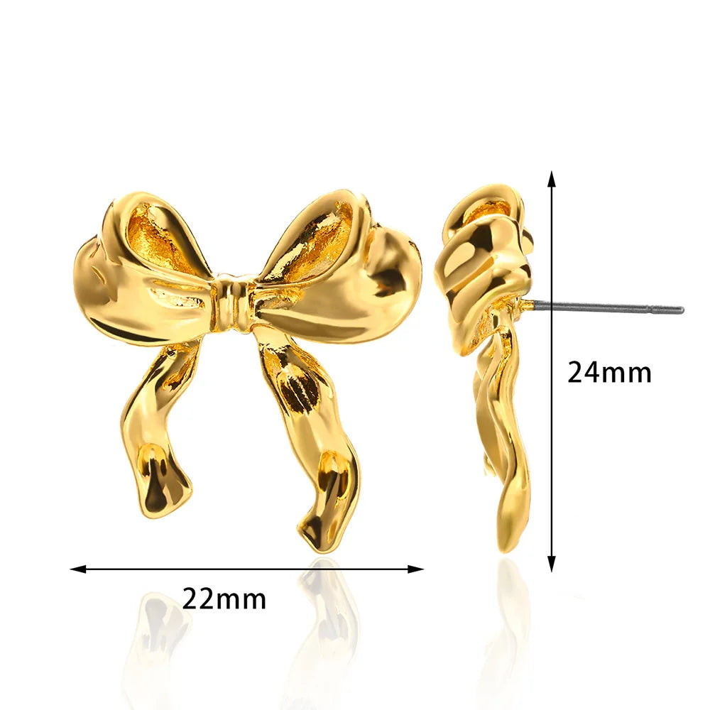 Goldene Ohrringe für Frauen - Bogenstift-Nagelohrring, modischer süßer Schmuck, Ohrpiercing-Accessoires, Weihnachtsgeschenk Aretes