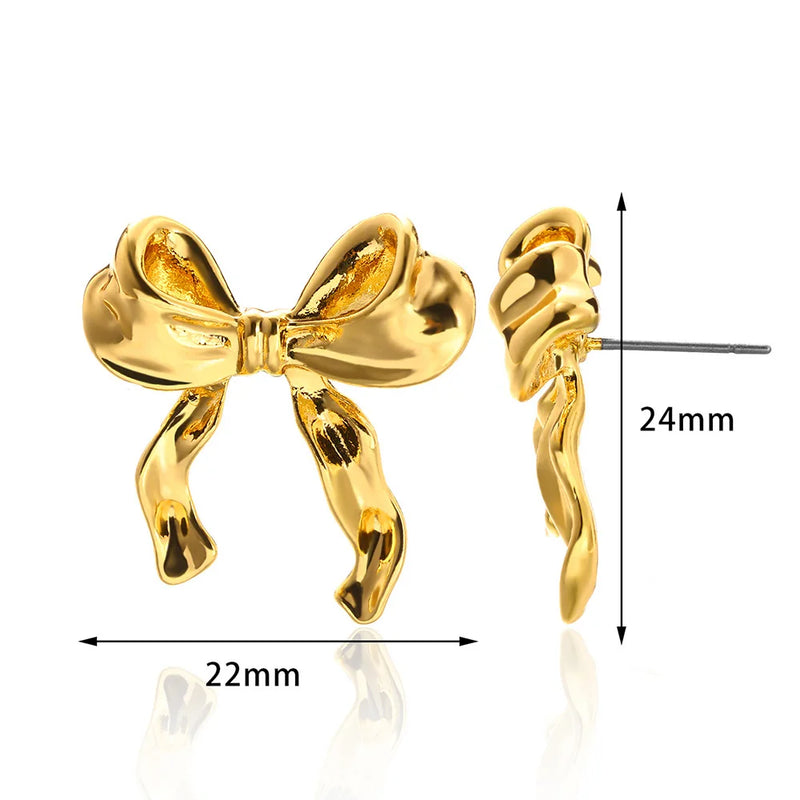 Goldene Ohrringe für Frauen - Bogenstift-Nagelohrring, modischer süßer Schmuck, Ohrpiercing-Accessoires, Weihnachtsgeschenk Aretes