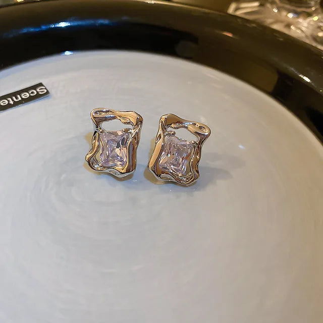 Exquisite X-Shaped Earrings with Rhinestones for Women