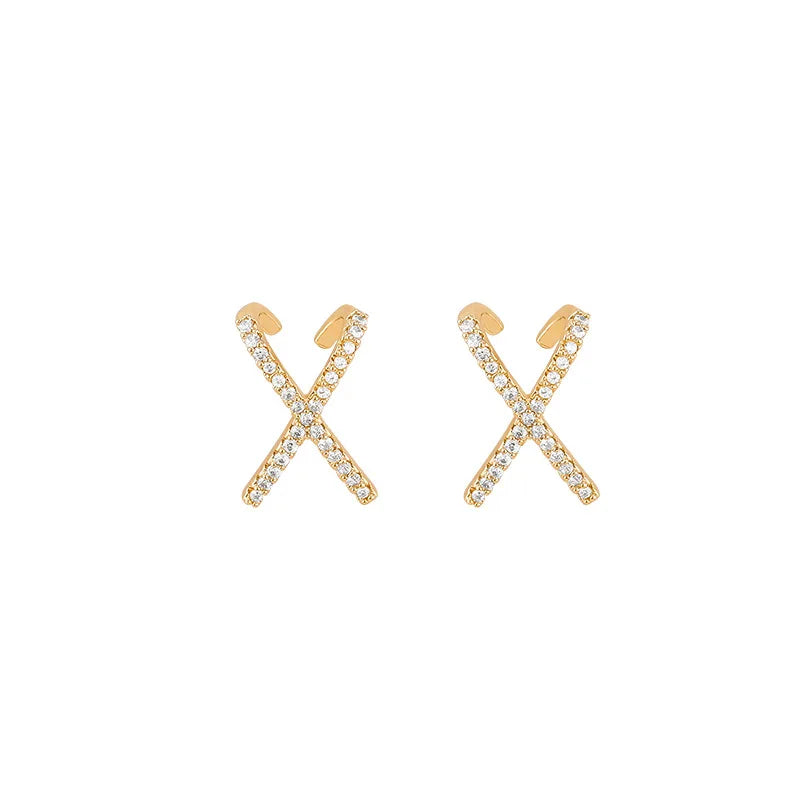 Exquisite X-Shaped Earrings with Rhinestones for Women