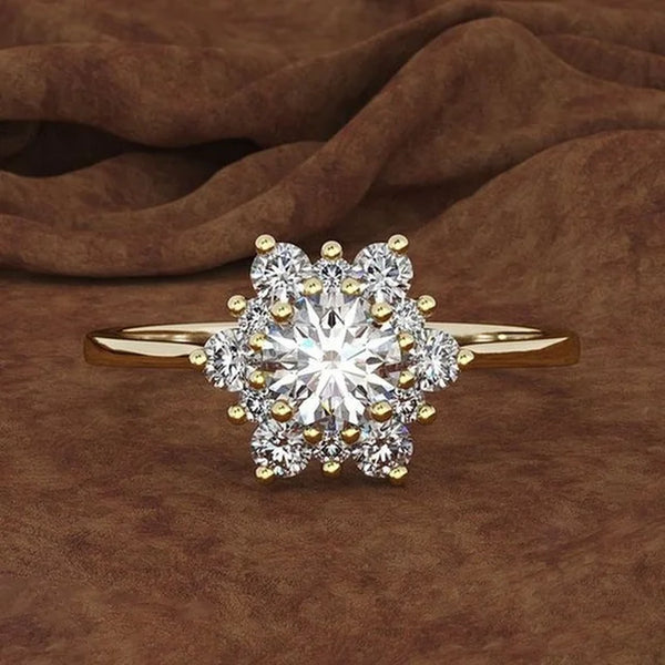 Blumen Verlobungsring Weißgold | Schneeflocke Hochzeitsringe Blume