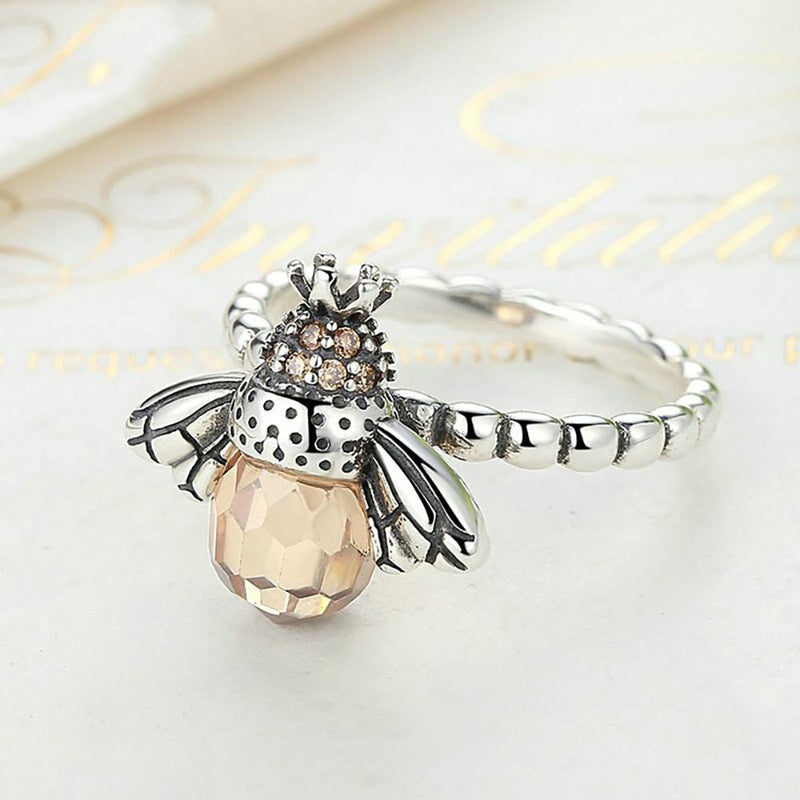Wunderschöne Königin Bienen Sterling Entzückender Silberring