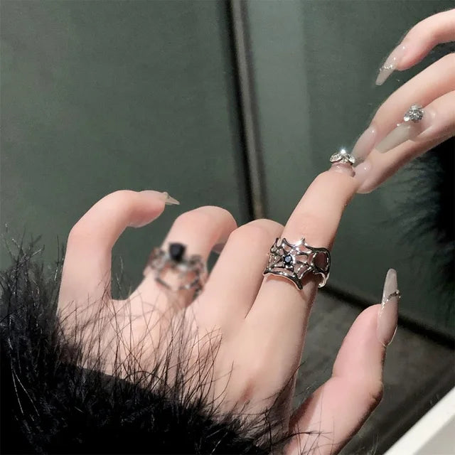 Gothic Punk Style Tier Simulation | Halloween Accessoires Damen | Spinnenring für Damen