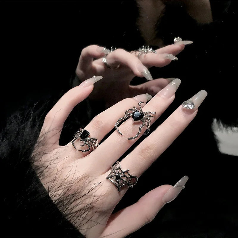 Gothic Punk Style Tier Simulation | Halloween Accessoires Damen | Spinnenring für Damen