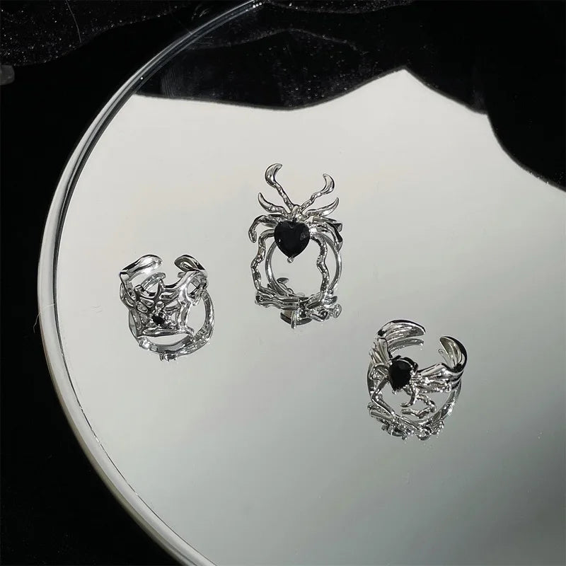 Gothic Punk Style Tier Simulation | Halloween Accessoires Damen | Spinnenring für Damen