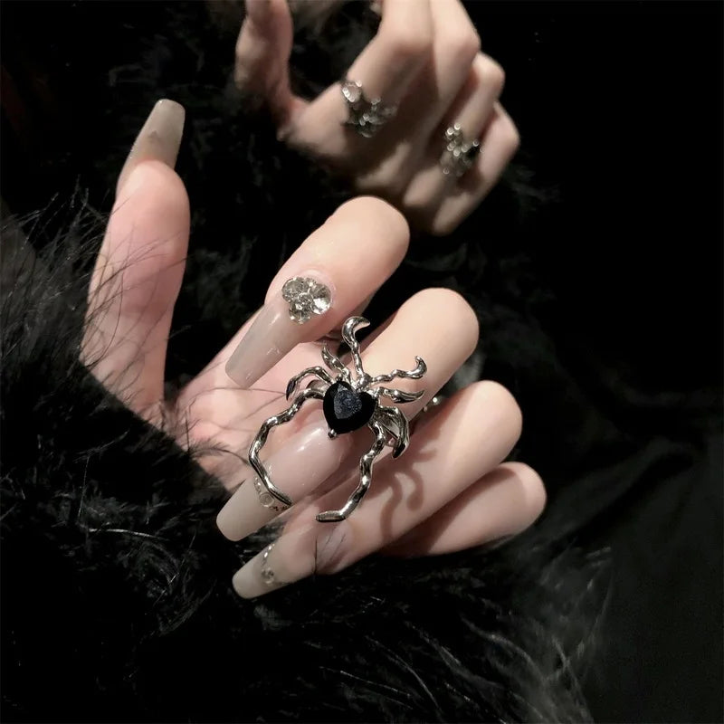 Gothic Punk Style Tier Simulation | Halloween Accessoires Damen | Spinnenring für Damen
