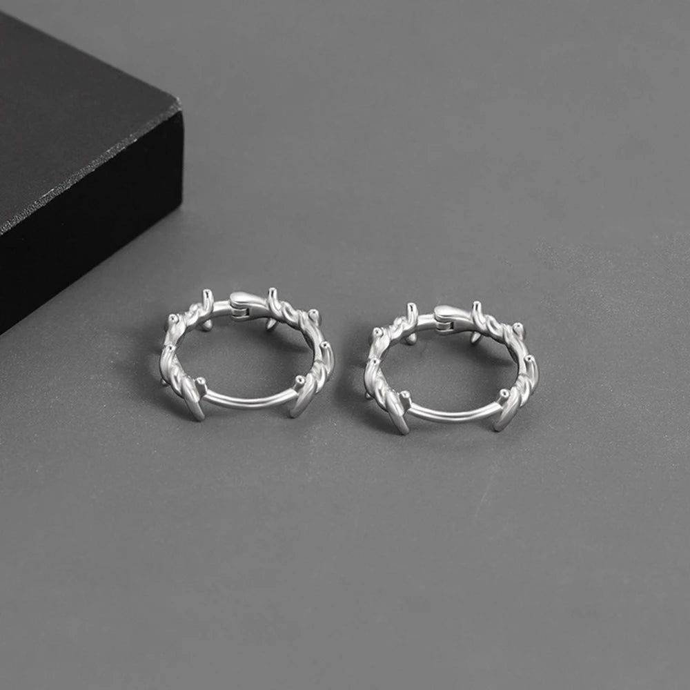 Silberfarbene Gothic Dornen Hoop Ohrringe für Damen Herren Jugendliche - Luxuriöser neuer modischer Party-Schmuck - Ästhetisches Accessoire