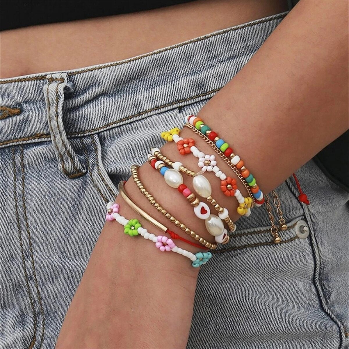 Bohemian Style Blume Perlenarmband