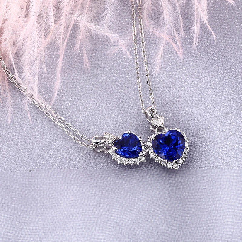 Großhandel Ozean Herz simuliert Diamant 1-2ct Halskette Liebe Halskette Mode Halskette für Frauen S925 Sterling Silber