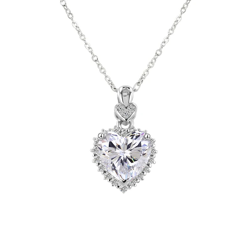 Großhandel Ozean Herz simuliert Diamant 1-2ct Halskette Liebe Halskette Mode Halskette für Frauen S925 Sterling Silber