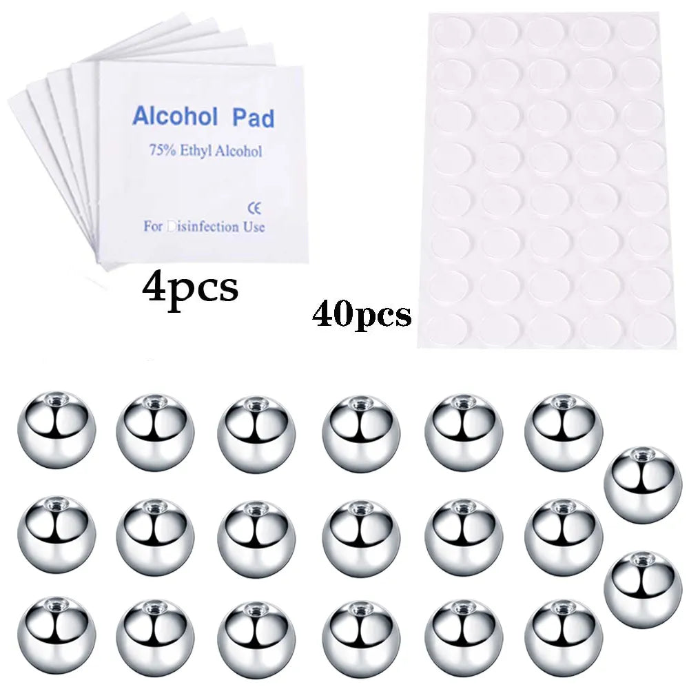 Neuankömmling gefälschter Lippenring Ohrstecker gefälschter Nasenring Augenbrauenring Grübchenaufkleber Gesichtspiercing Körperschmuck Edelstahl 20PCs Kugel