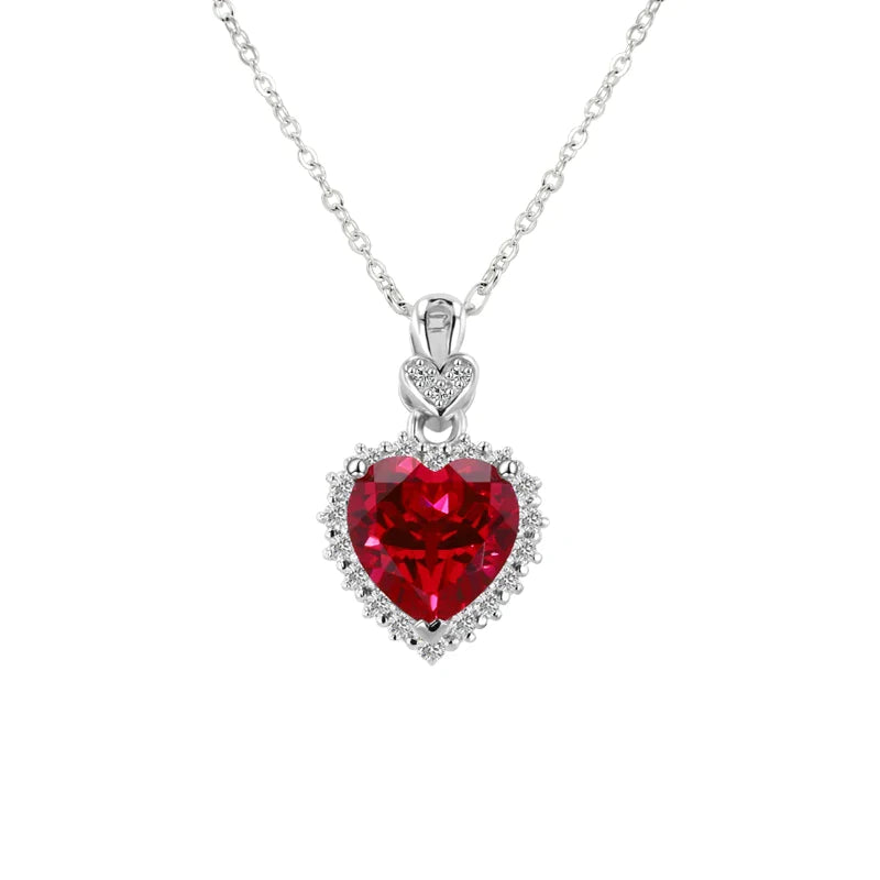 Großhandel Ozean Herz simuliert Diamant 1-2ct Halskette Liebe Halskette Mode Halskette für Frauen S925 Sterling Silber