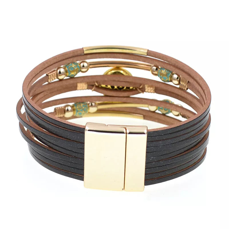 Wickelarmband aus Leder im Bohemien-Stil
