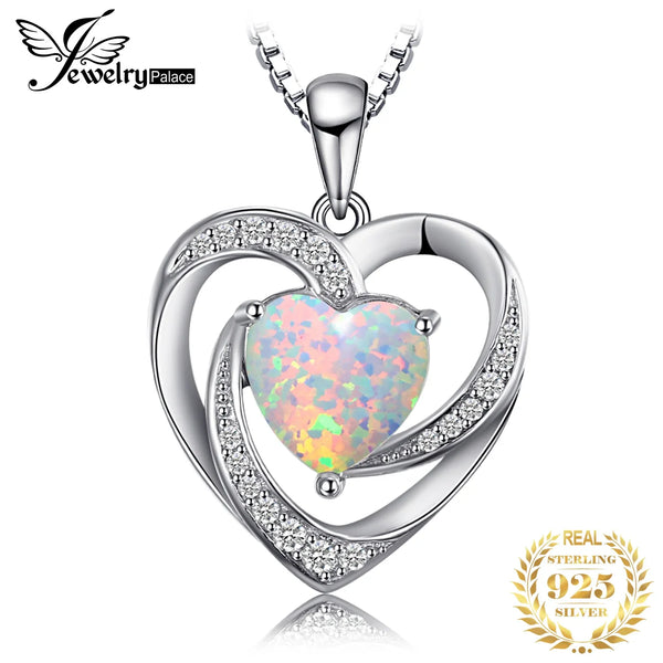 Jewelry Palace Heart Love Created Opal-Anhänger-Halskette