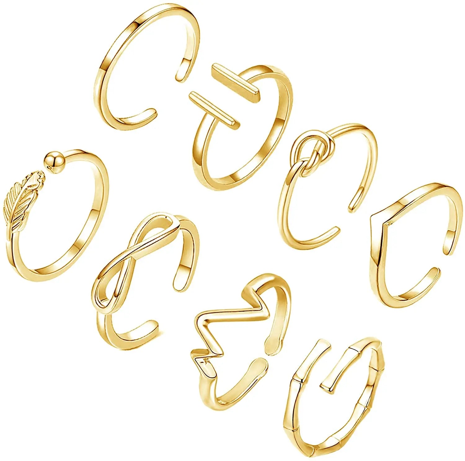 Zehenring aus Edelstahl, verstellbar, für den Sommer, Strand, Pfeilknoten, Wellenringe