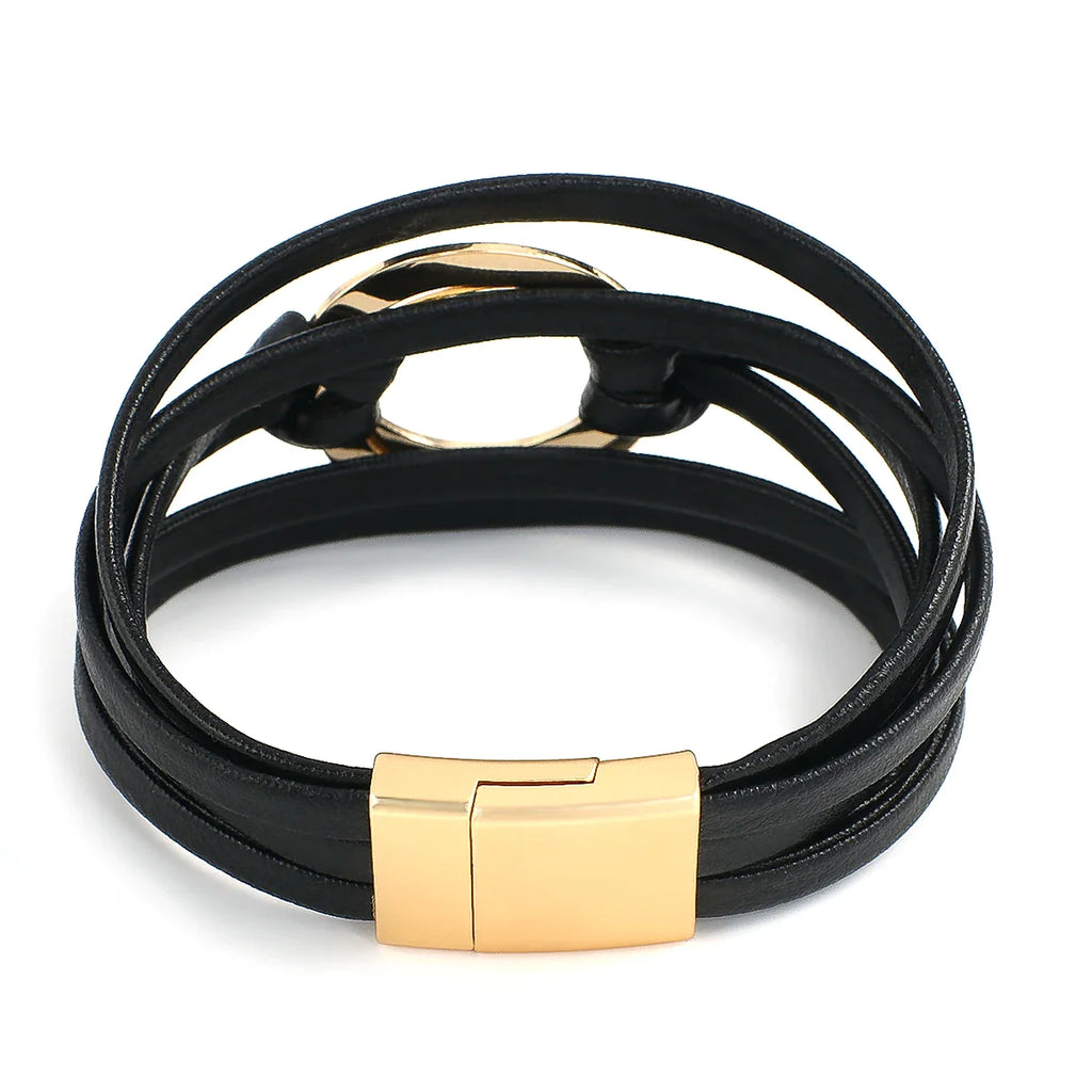 Böhmisches Doppelkreis-Lederarmband