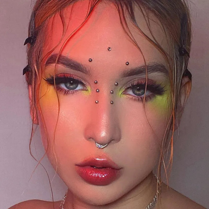 Neuankömmling gefälschter Lippenring Ohrstecker gefälschter Nasenring Augenbrauenring Grübchenaufkleber Gesichtspiercing Körperschmuck Edelstahl 20PCs Kugel