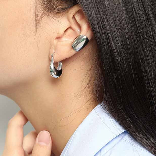 Office U-förmige Creolen aus 925er Sterlingsilber