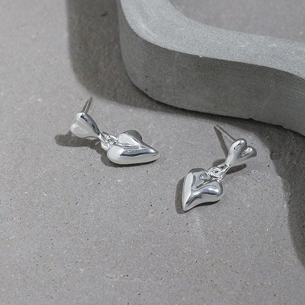 Mini-Doppelherz-Geschenk-Ohrringe aus 925er-Sterlingsilber