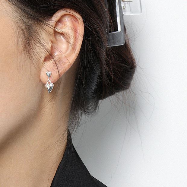 Mini-Doppelherz-Geschenk-Ohrringe aus 925er-Sterlingsilber