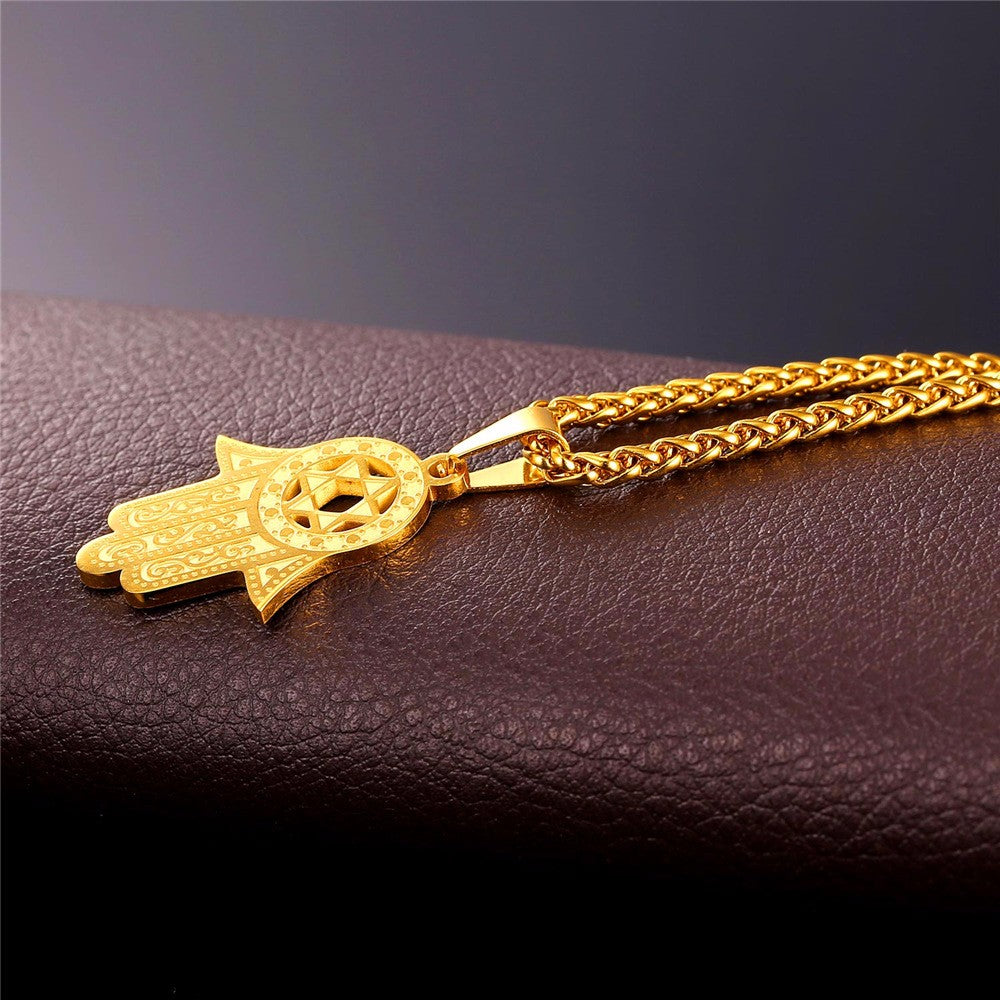 Hamsa Hand Von Miriam Star Von David Anhänger Halskette Schmuck
