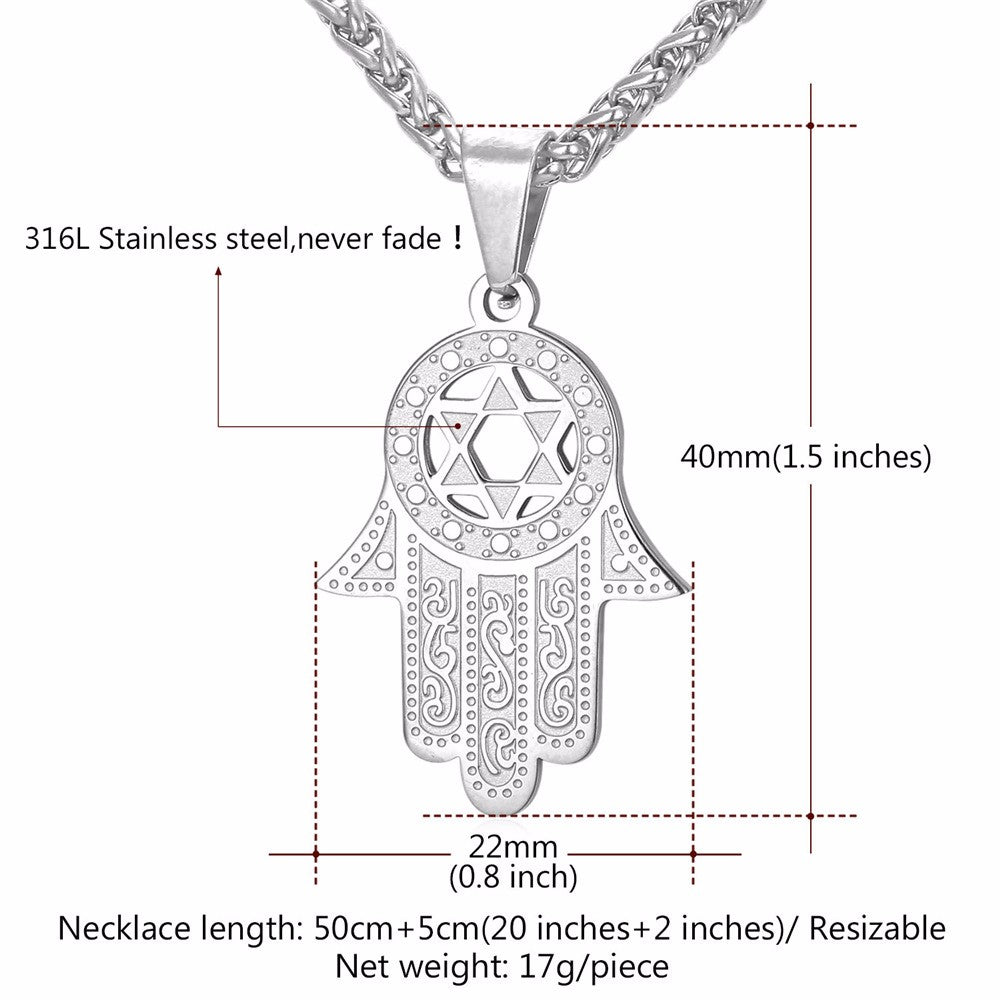Hamsa Hand Von Miriam Star Von David Anhänger Halskette Schmuck