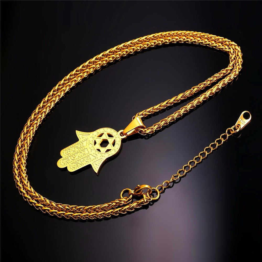 Hamsa Hand Von Miriam Star Von David Anhänger Halskette Schmuck