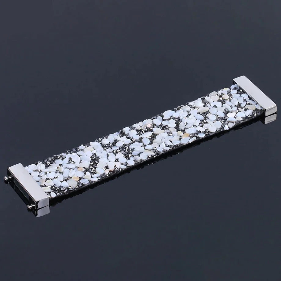 Naturstein-Kristall-Lederarmreifen